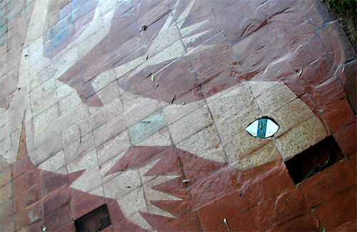Brick walkway with bird